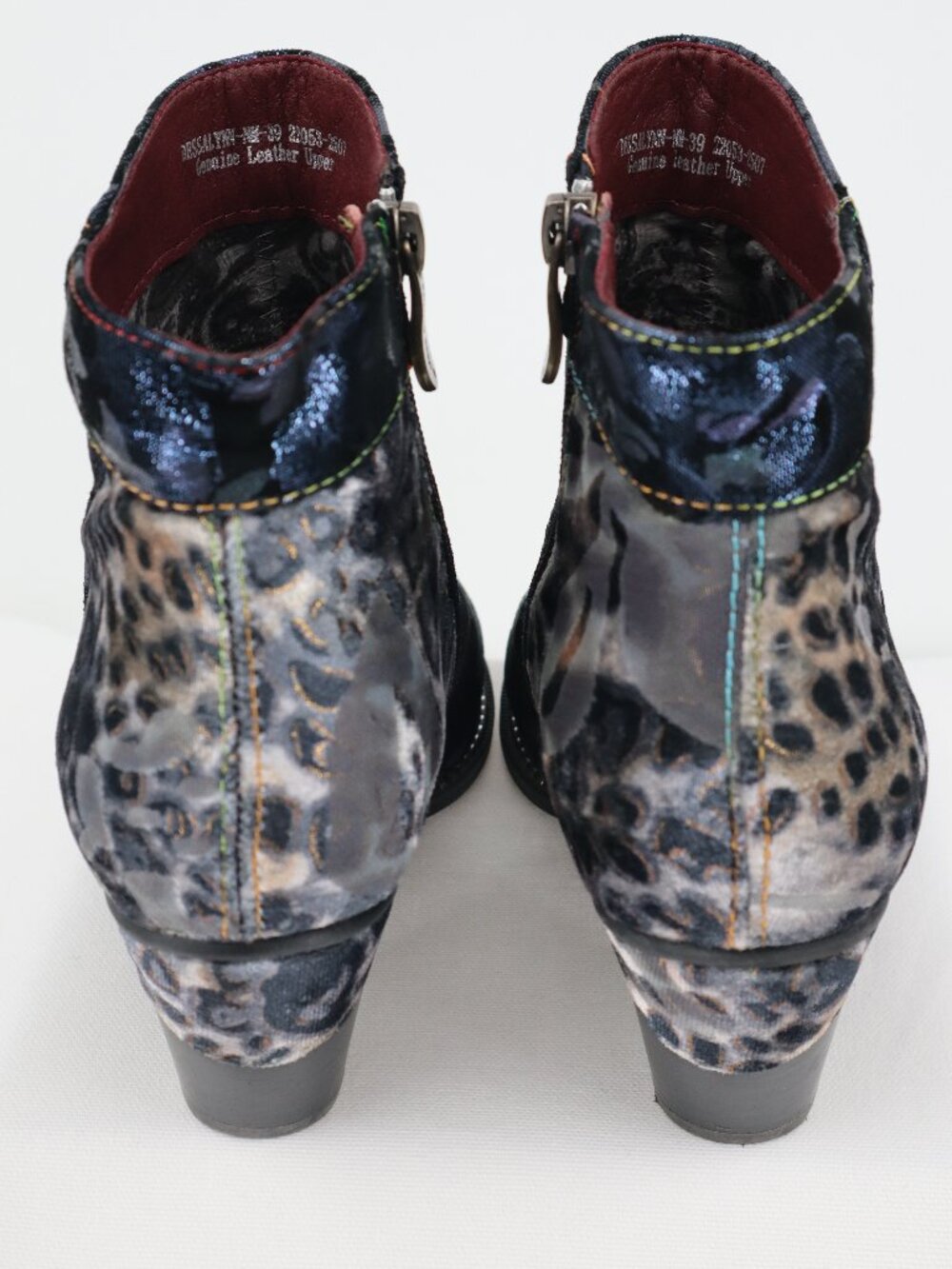 L’Artiste Dessa Hand Painted Leather Leopard Floral Booties EU 39 US 8.5 - Picture 5 of 12